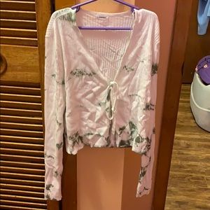 White open front garage brand crop top